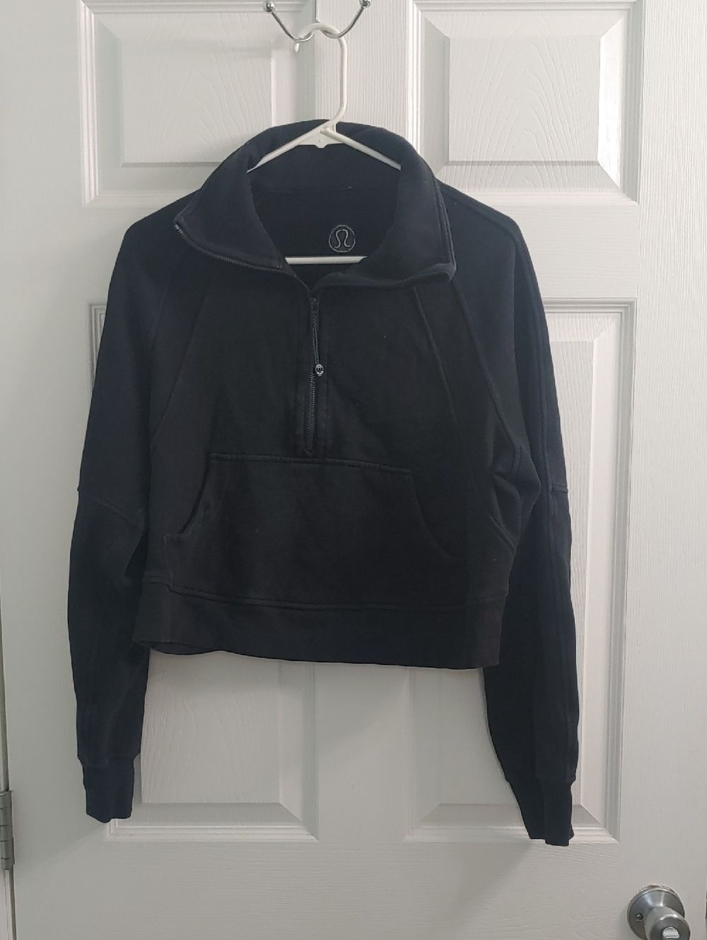 Lululemon Scuba Oversized Funnel Neck Sweatshirt Black Cropped Halfzip Size XS/S